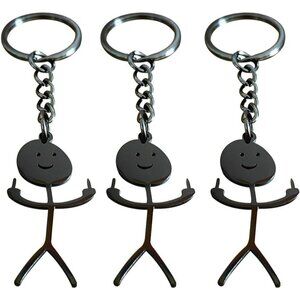 ⭐Men\Women Jewelry Stainless Steel Funny Doodle Keychain Pendant Keyring